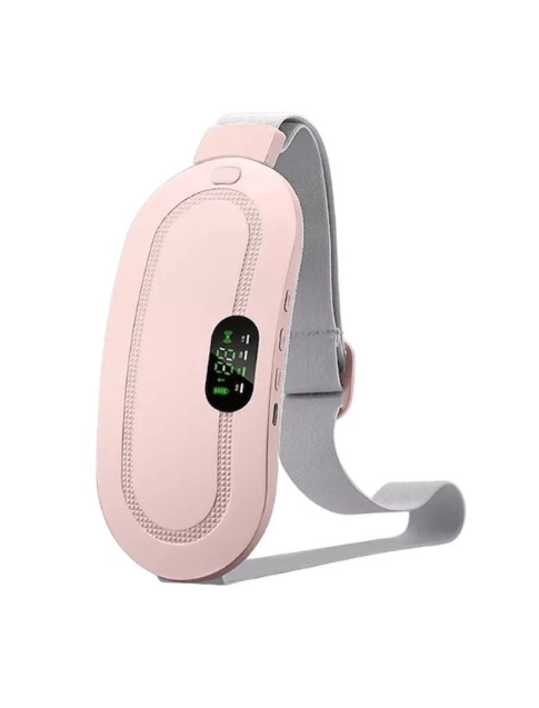 Cordless Heating Pad for Menstrual Cramp Relief — Pink Waist Belt with Massage & LED Display, Wear It Through Your Whole Day