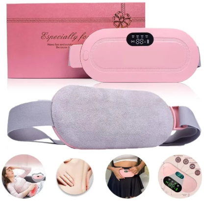Cordless Heating Pad for Menstrual Cramp Relief — Pink Waist Belt with Massage & LED Display, Wear It Through Your Whole Day