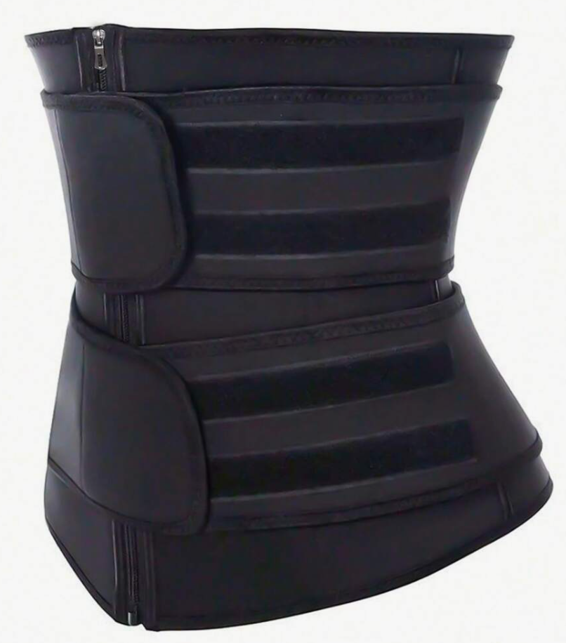 Waist Trainer Belt with Double Straps & Zip — Adjustable Trimmer That Won't Roll or Slip